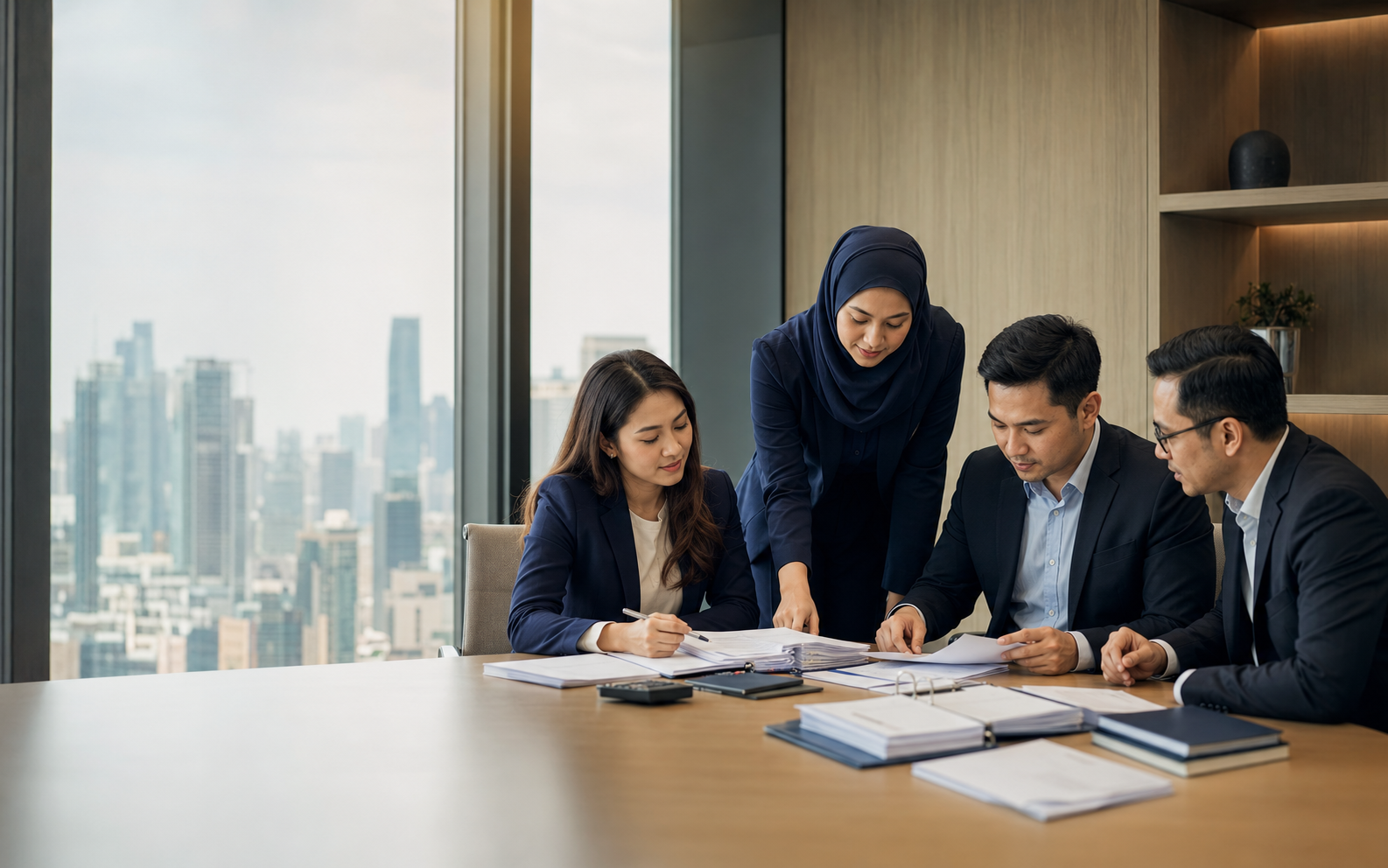 Accounting and bookkeeping professionals reviewing financial records